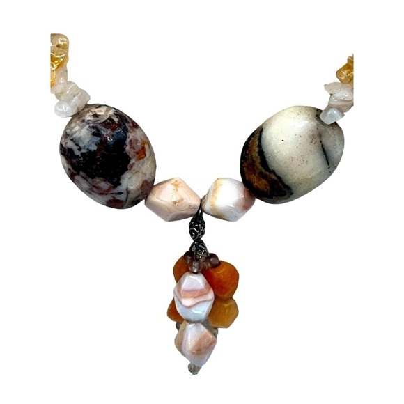 Vintage Citrine & Agate Stone Necklace And Bracelet Set - Picture 12 of 12